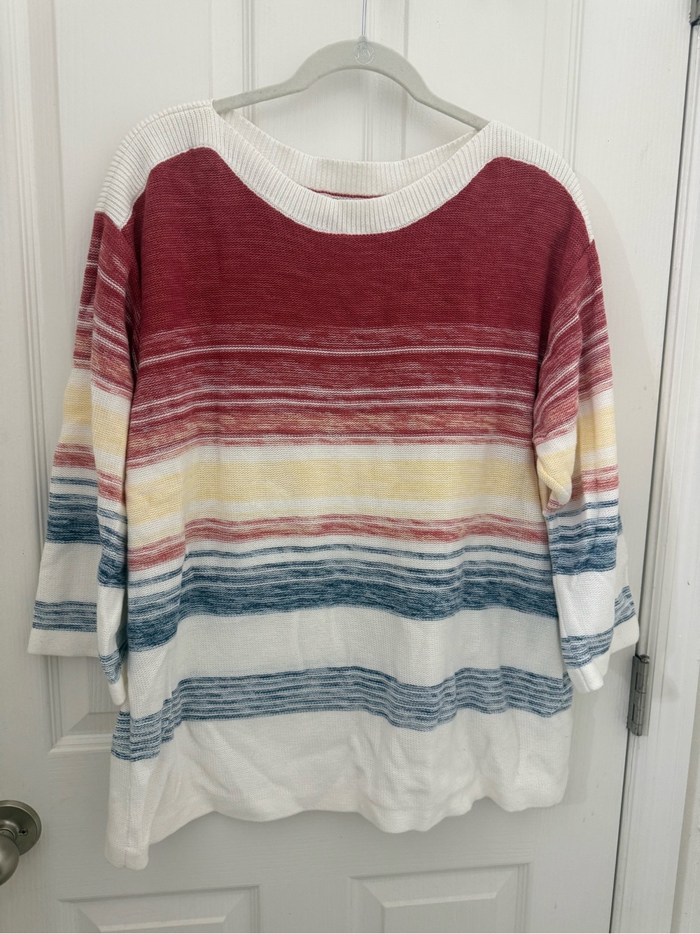 CJ Banks Women Striped Pullover sweater- Red, Yellow, Blue. Size 2X.